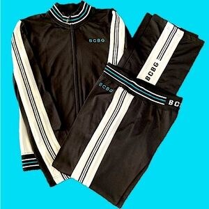 Vintage BCBG MAXAZRIA Y2K Tracksuit 2-Piece Set Size L Black White Teal